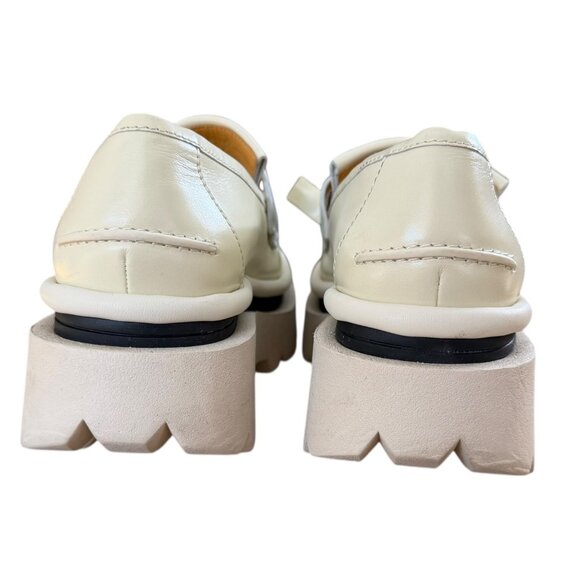 4CCCCEES Crunch Fringe Leather Platform Loafer Ivory EU 40 US 9 Preppy - Picture 3 of 12